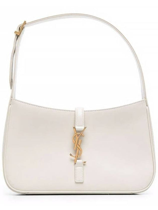 Luxury Saint Laurent Trending 2025 Le 5 A 7 Smooth Leather Hobo Shoulder Bag Blanc Vintage