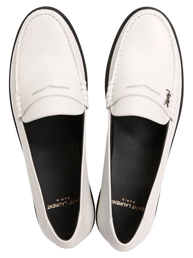 Luxury Saint Laurent Trending 2025 Men's Monogram Penny Smooth Leather Loafers White