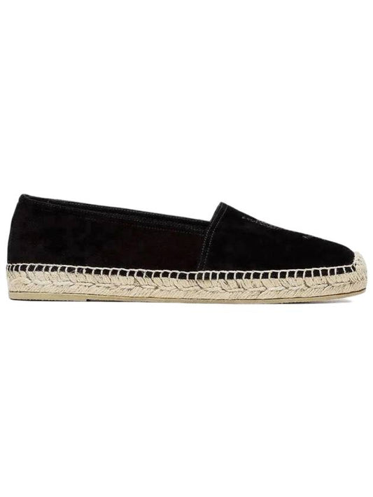 Luxury Saint Laurent Trending 2025 Monogram Logo Suede Espadrilles Black