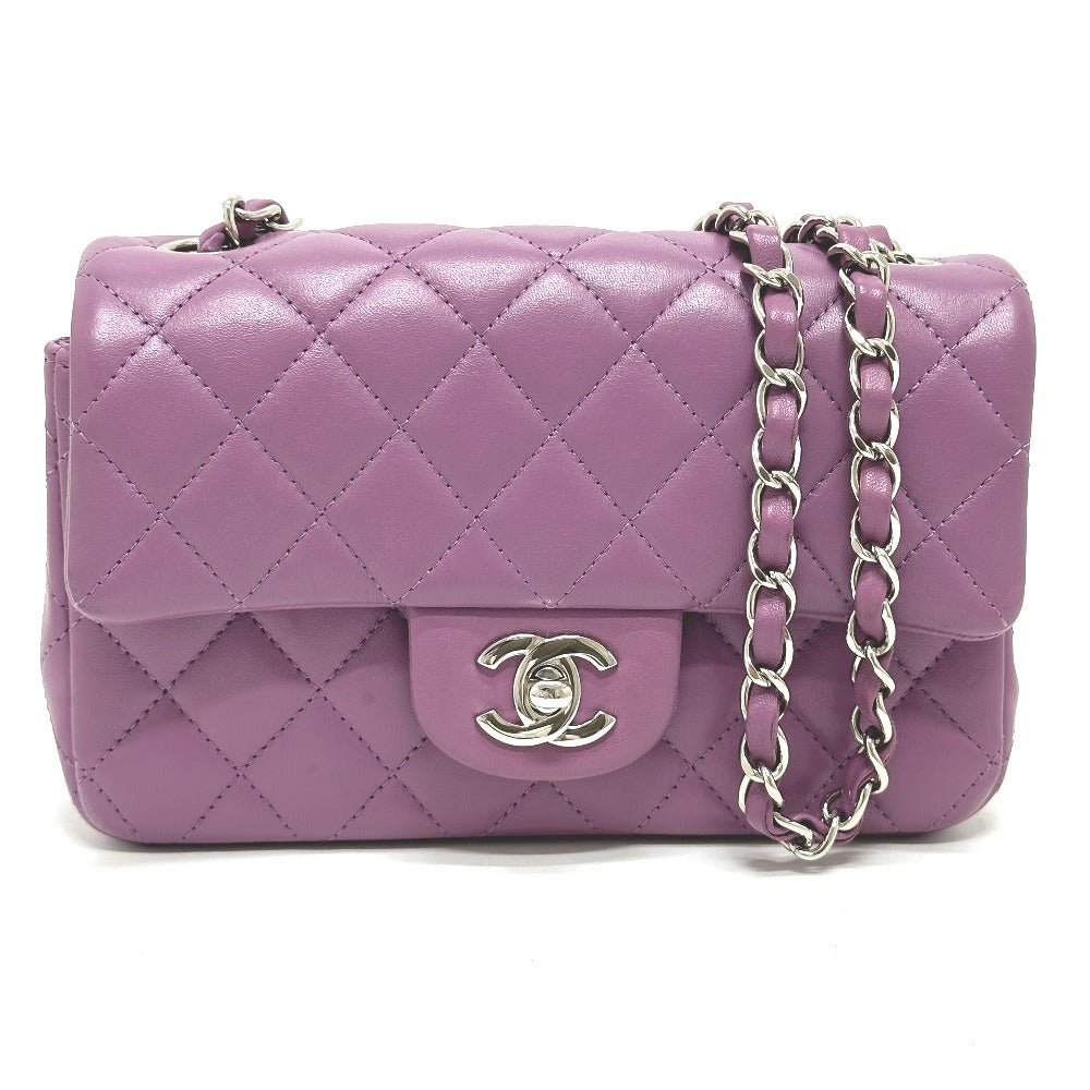 CHANEL Shoulder Bag lambskin purple COCO Mark Minimato Matelasse 20