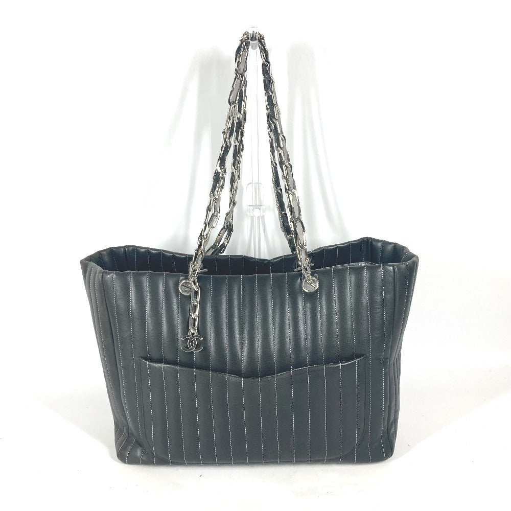 CHANEL Tote Bag leather black Mademoiselle Women