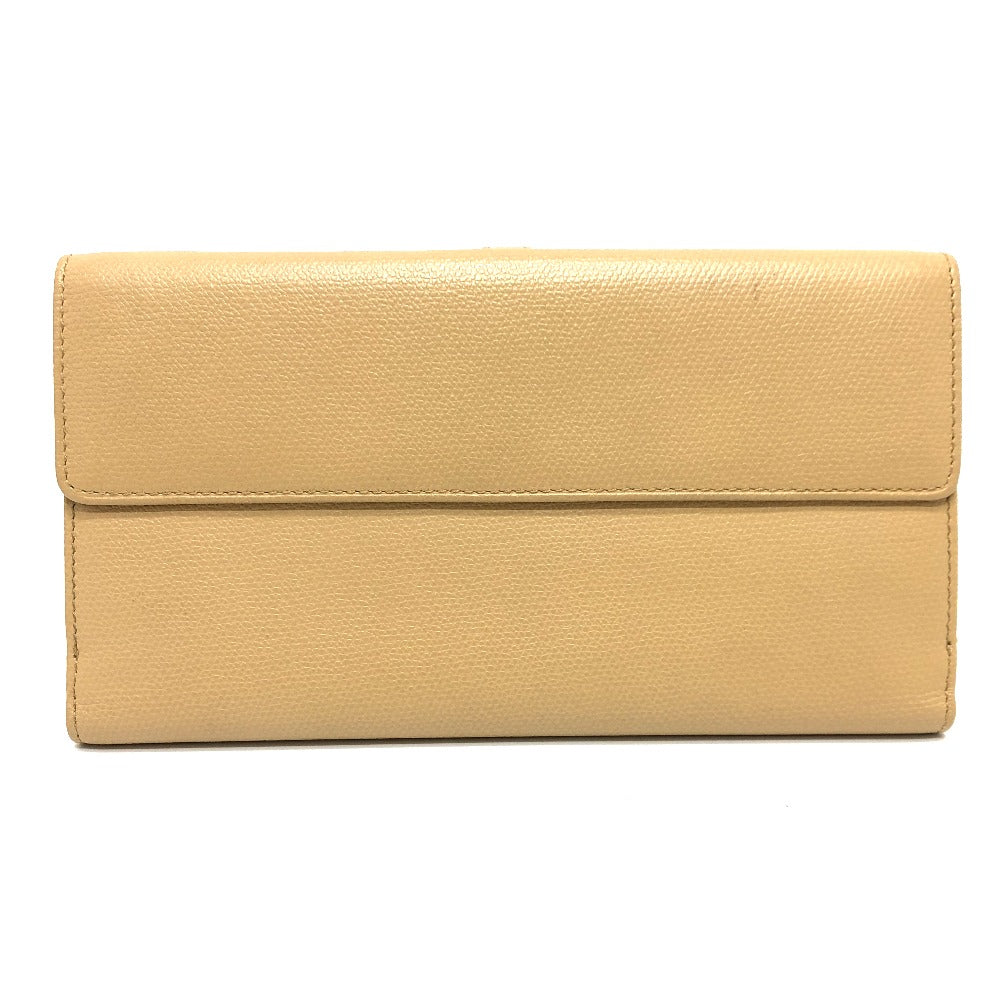 CHANEL Folded wallet leather beige COCO Button Women