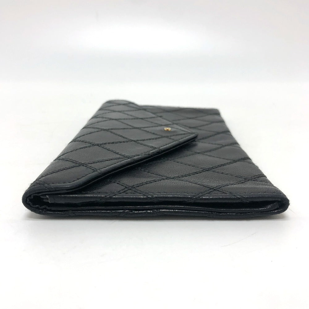 CHANEL Long Wallet Purse lambskin black Matrasse Women
