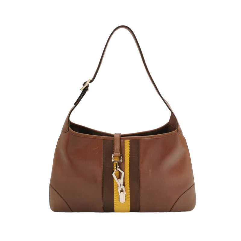 Gucci Jackie Vintage Medium Brown Leather Silver Hardware