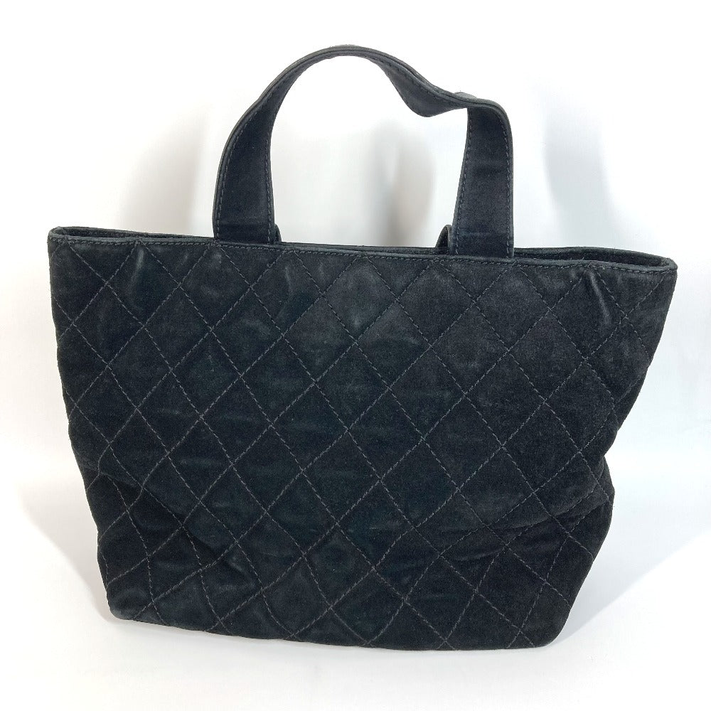 CHANEL Tote Bag suede black Matrasse quilting CC COCO Mark Turnlock