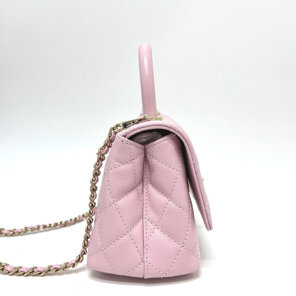 CHANEL Handbag Caviar skin pink Coco handle XXS