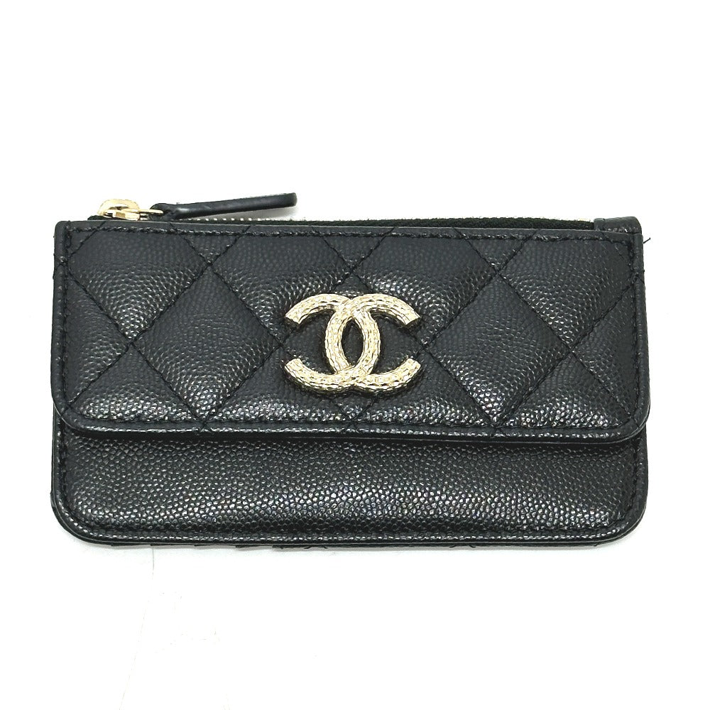 CHANEL Coin case AP4257 Caviar skin black Matrasse COCO Mark Fragment Case
