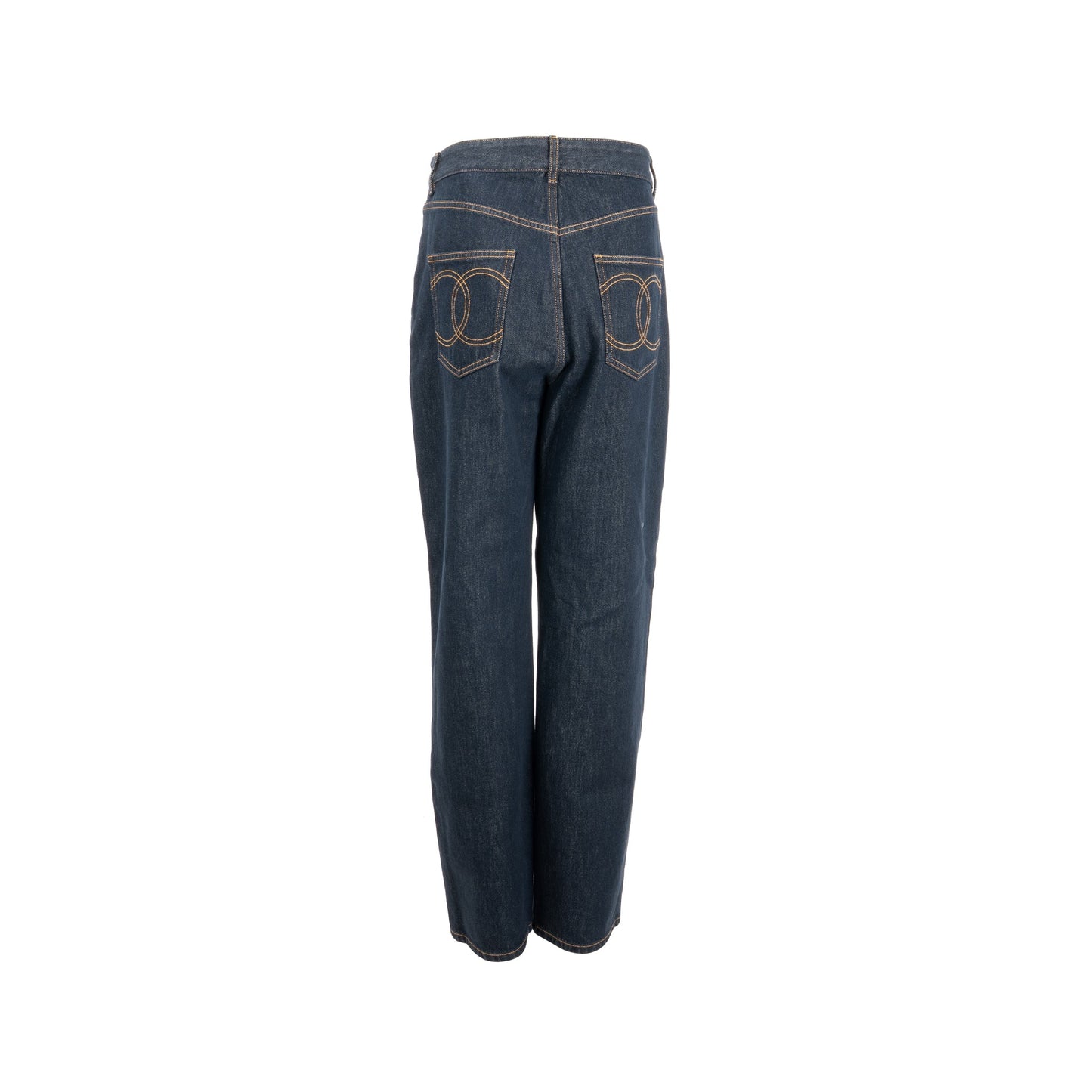 Chanel Size 40 CC Logo Washed Out Denim Jeans Cotton Dark Blue