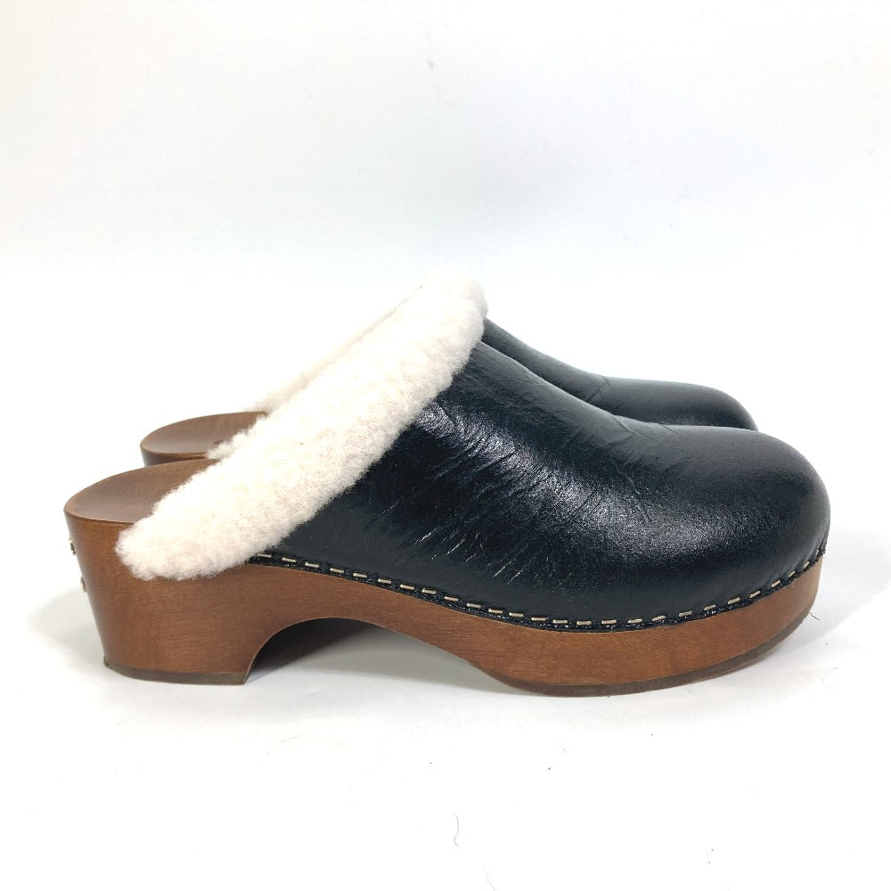 CHANEL Sandals Ã¢ÂÂf32594 leather black 23N Mouton clogs CC COCO Mark Women 38