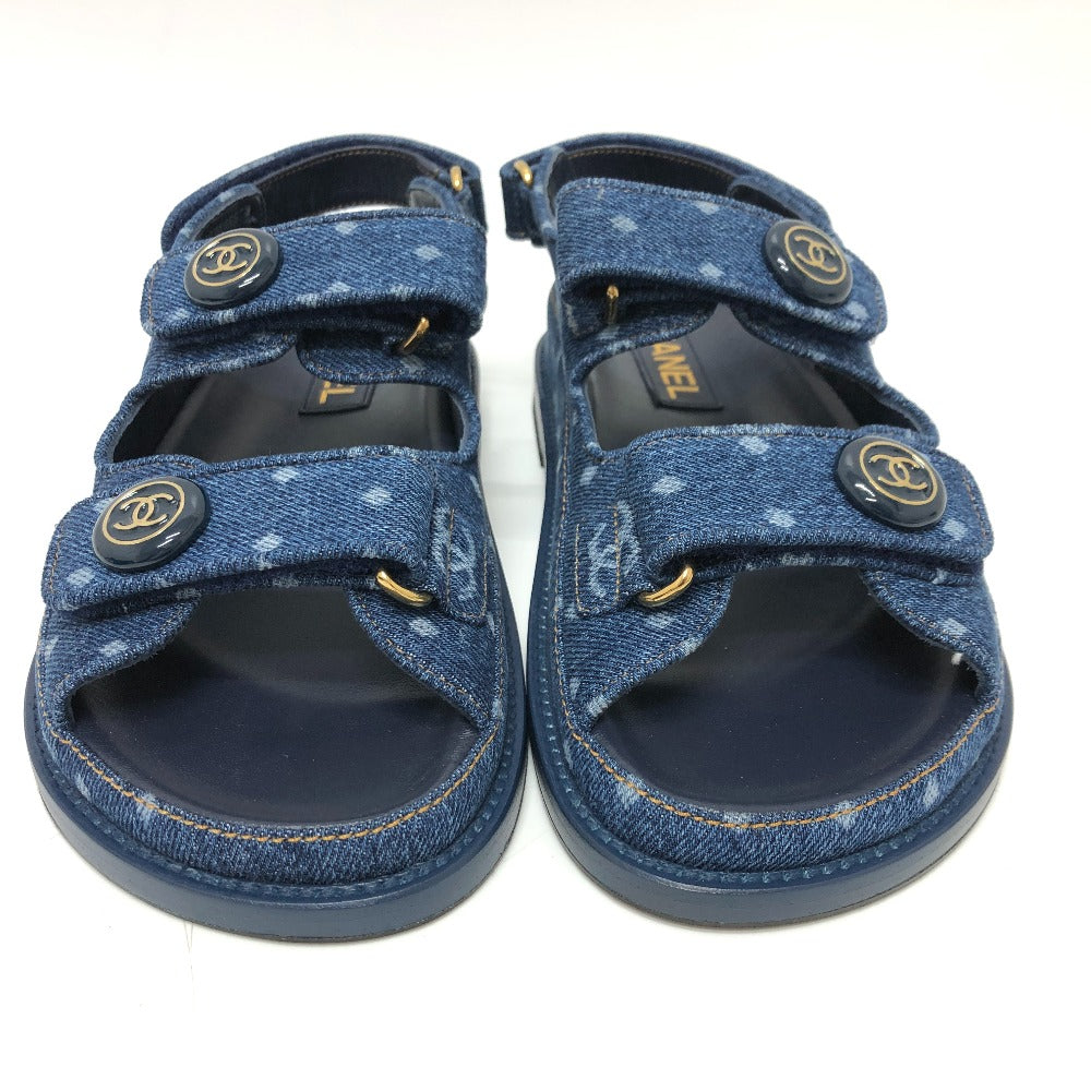 CHANEL Sandals G35927 denim blue 23P COCO Mark CC Women 36
