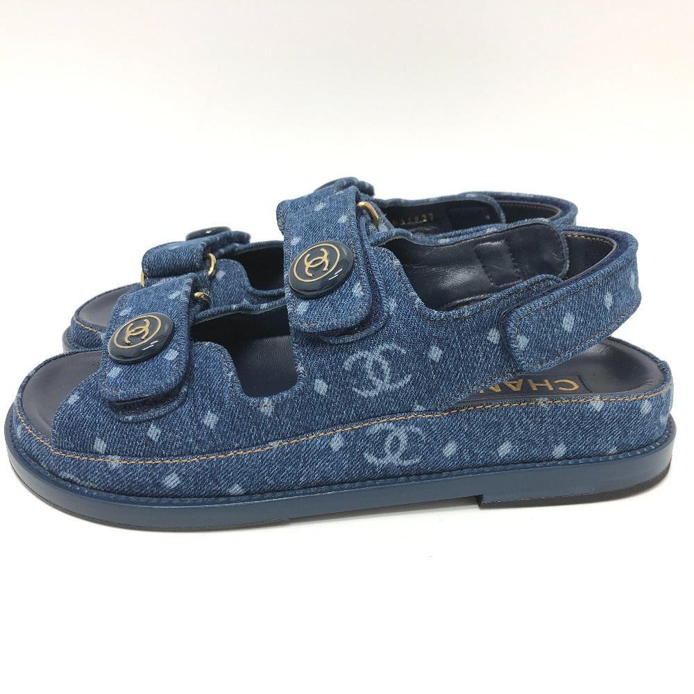 CHANEL Sandals G35927 denim blue 23P COCO Mark CC Women 36