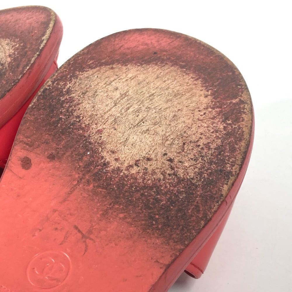 CHANEL Sandals Patent leather Red CC COCO Mark logo 35