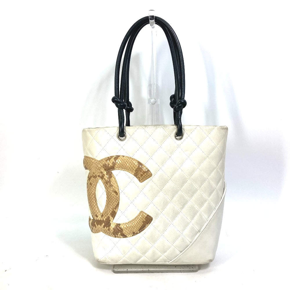 CHANEL Tote Bag A25167 lambskin white Cambon line CC COCO Mark Women