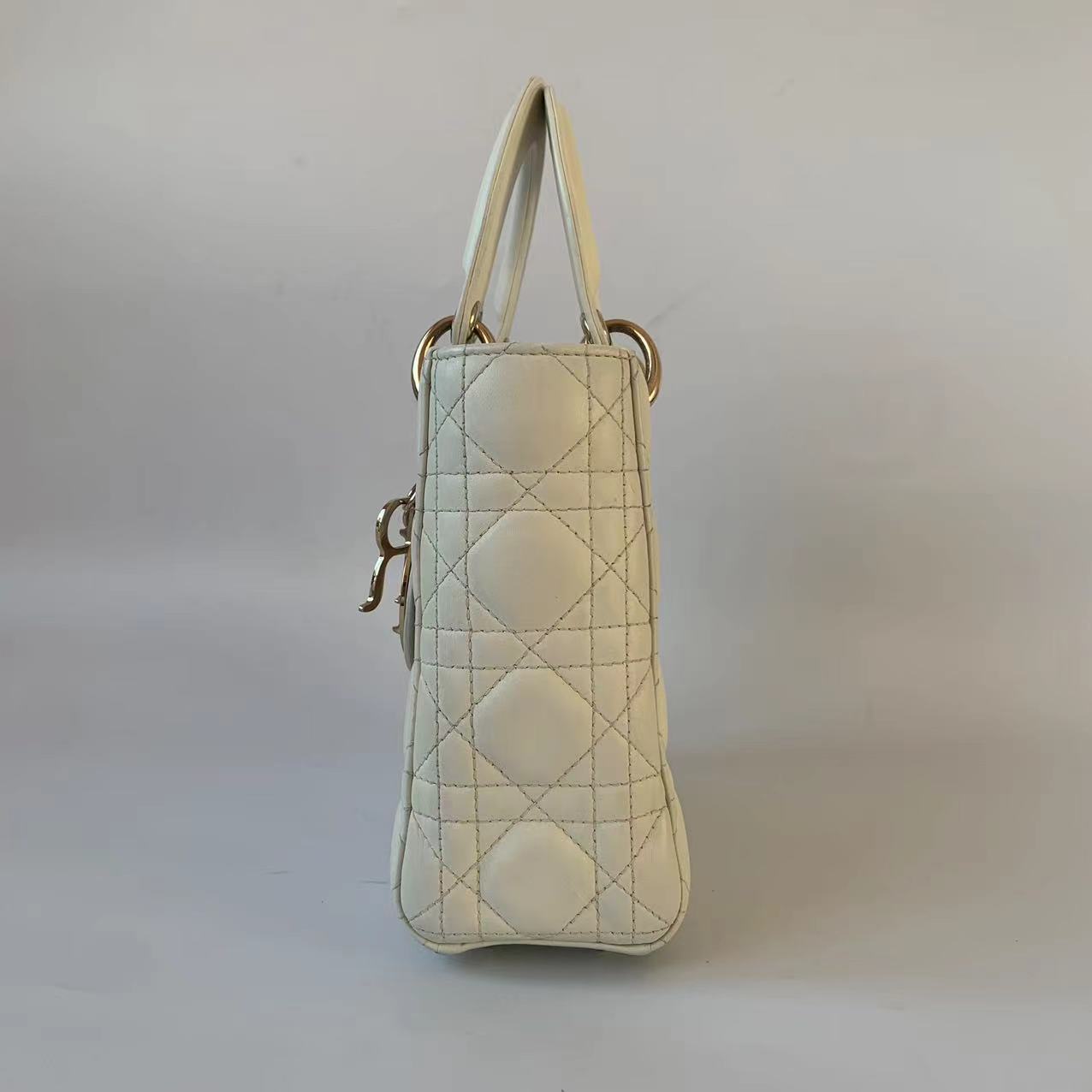 Lady Dior Small My Abcdior White Ecru Lambskin Cannage Leather