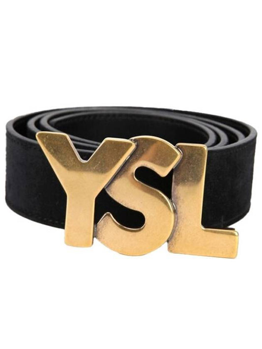 Luxury Saint Laurent Trending 2025 YSL Gold Hardware Leather Belt Black