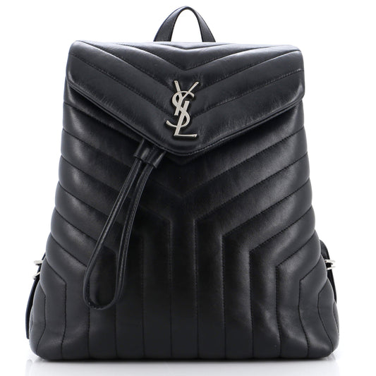 Luxury Saint Laurent Trending 2025 LouLou Backpack Matelasse Chevron Leather Medium