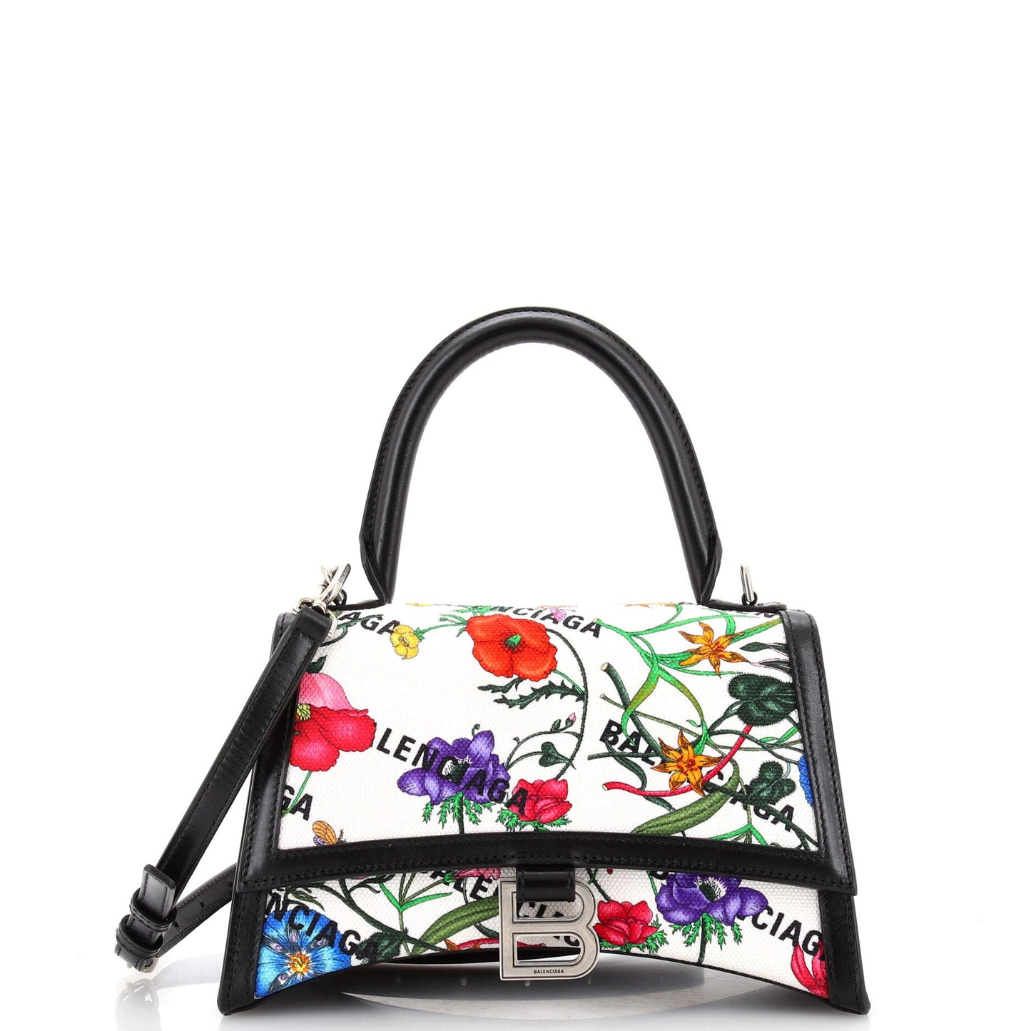 Gucci x Luxury Balenciaga Trending 2025 The Hacker Project Hourglass Top Handle Bag Flora Canvas Small