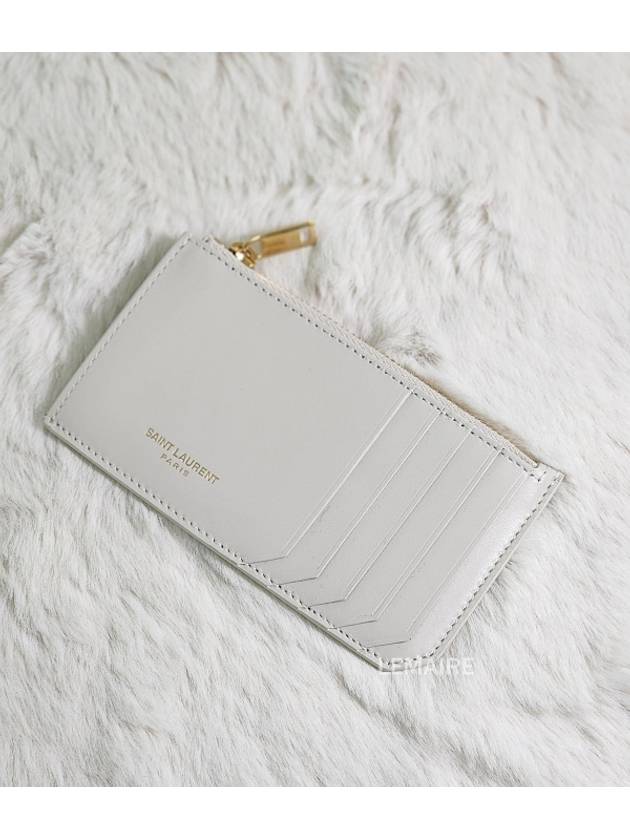 Luxury Saint Laurent Trending 2025 Fragment Zipper Card Wallet Blanc Vintage