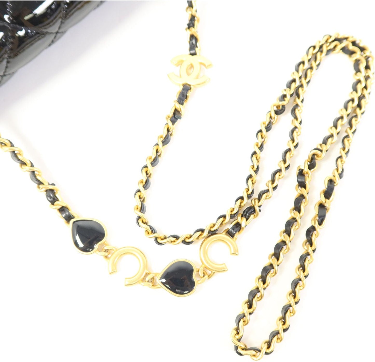 Chanel Black Quilted Patent Leather Coco De Toi Heart Square  Flap Bag