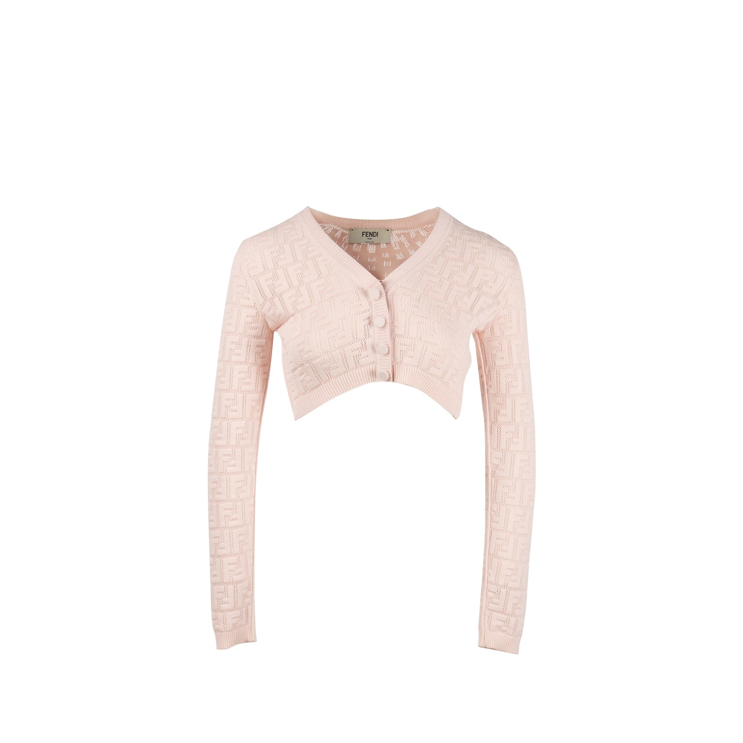 Fendi Size 36 Naomi Cropped Cardigan Viscose Pink