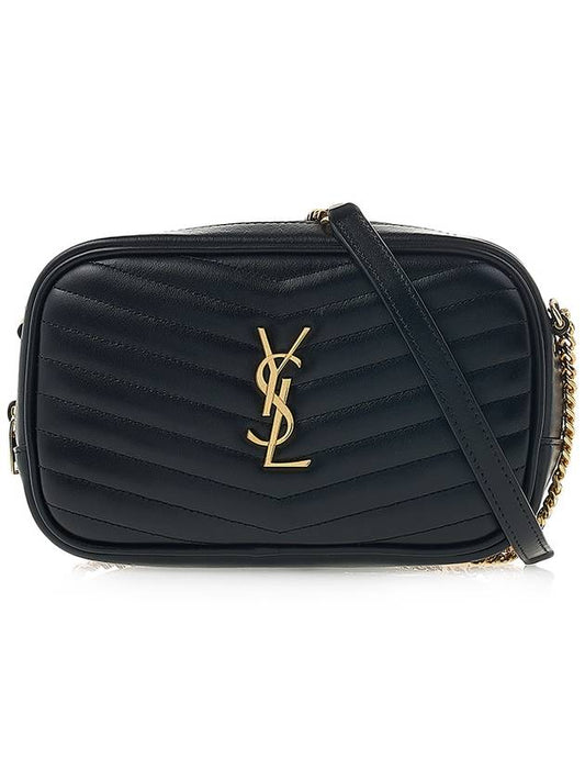 Luxury Saint Laurent Trending 2025 Lou Gold Mini Leather Cross Bag Black
