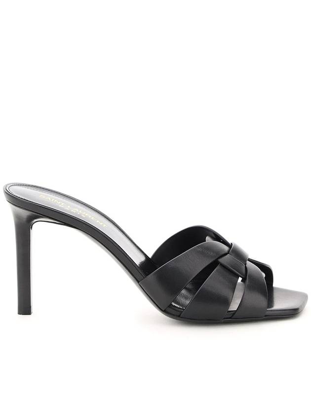 Luxury Saint Laurent Trending 2025 Tribute Leather Sandal Heels Black
