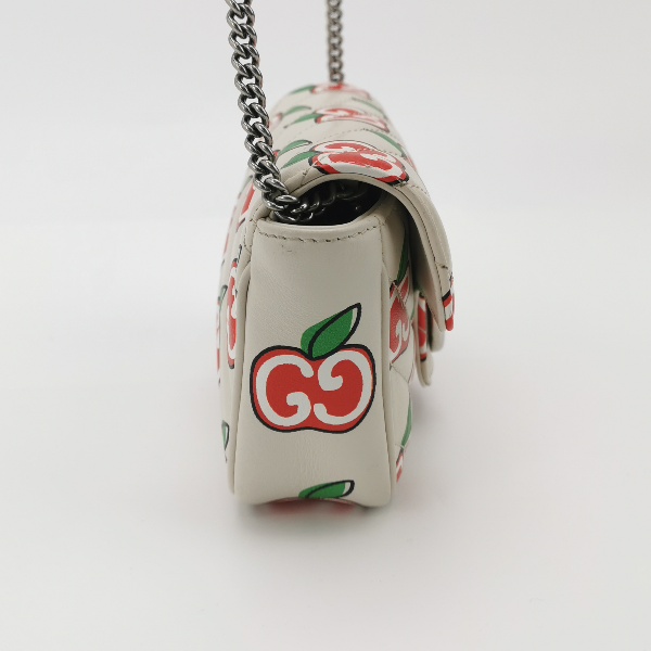 Gucci Marmont Super Mini Flap Leather Bag Valentine's Special Apple Logo