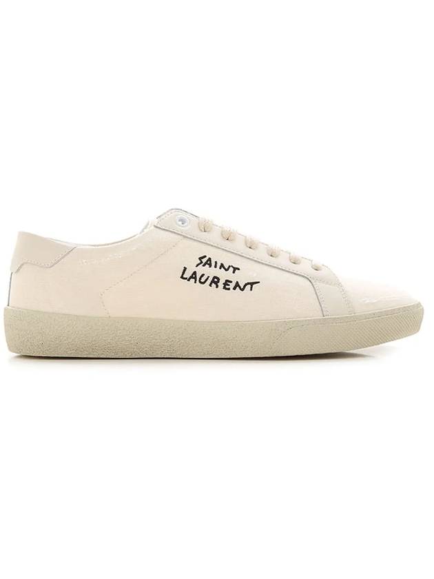 Luxury Saint Laurent Trending 2025 Court Classic SL/06 Embroidered Sneakers In Canvas And Leather Cream