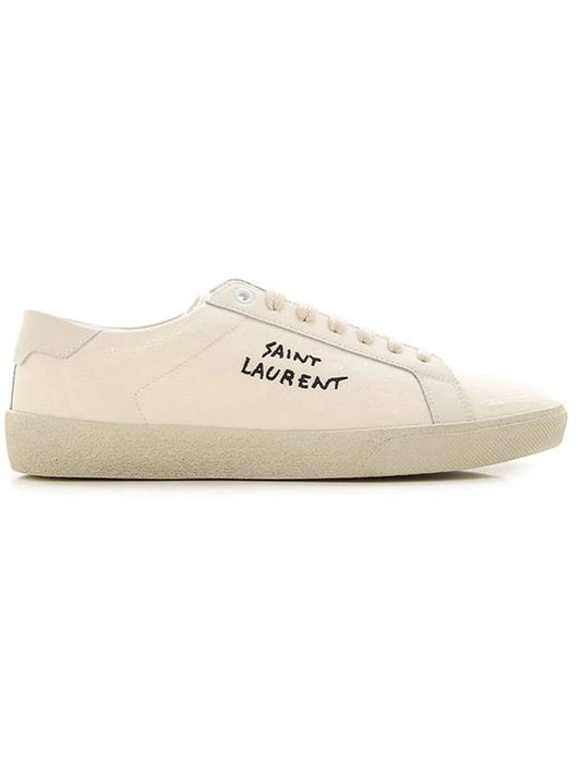 Luxury Saint Laurent Trending 2025 Court Classic SL/06 Embroidered Sneakers In Canvas And Leather Cream