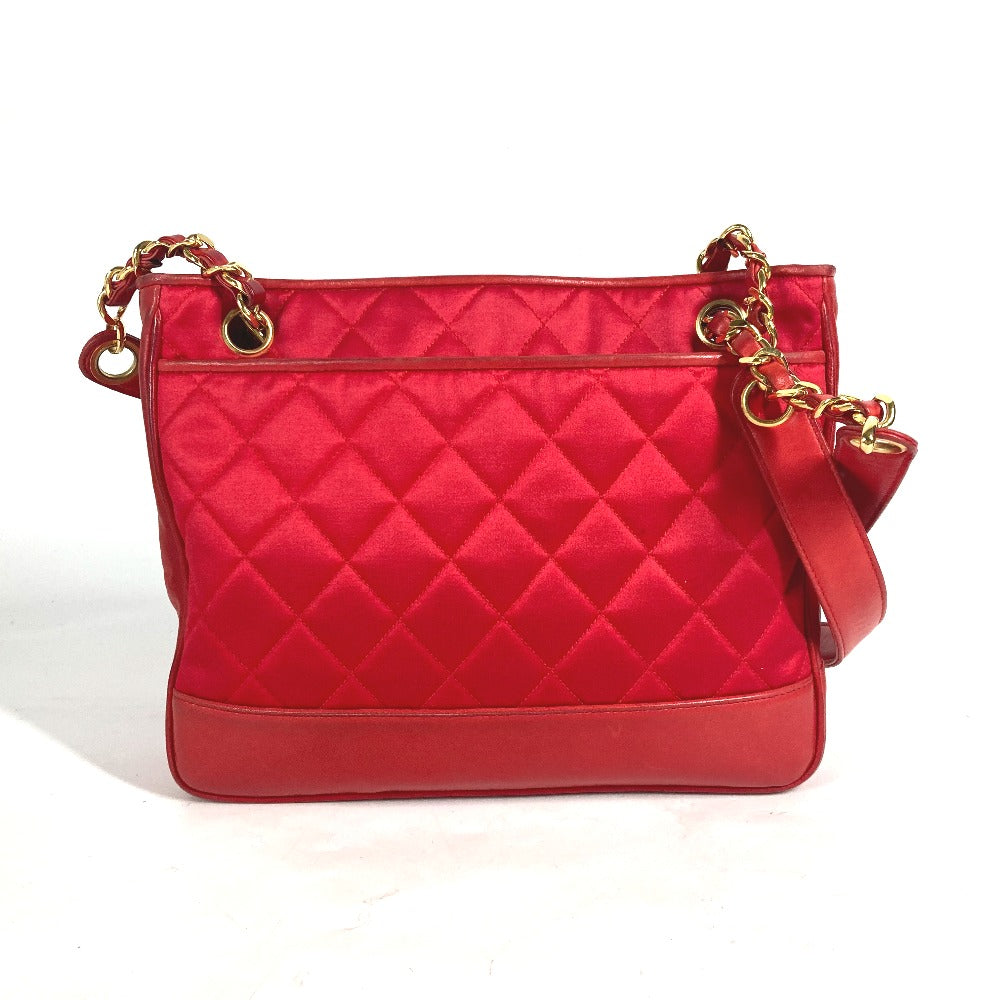CHANEL Shoulder Bag Satin, Leather Red Vintage Cocoball Matrasse quilting Women