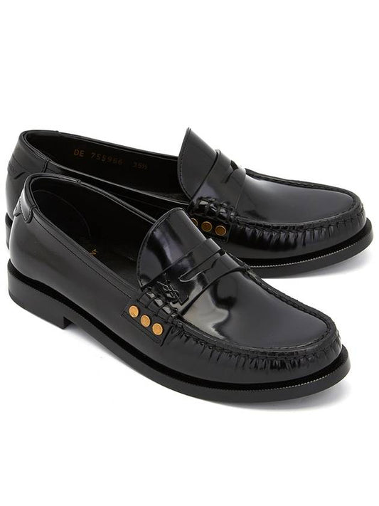 Luxury Saint Laurent Trending 2025 Monogram Penny Leather Loafer Black