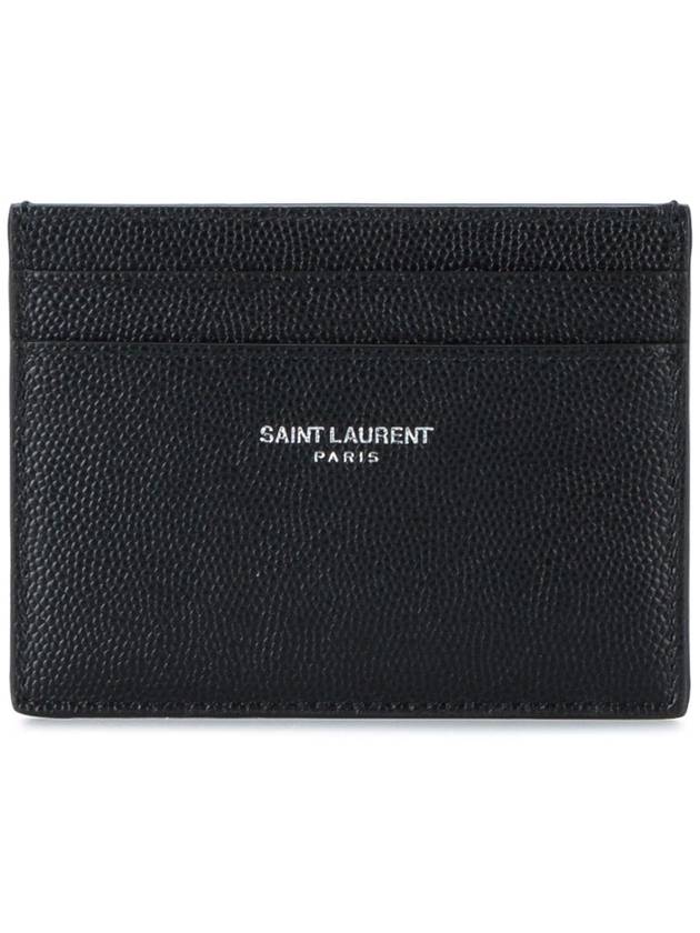 Luxury Saint Laurent Trending 2025 Embossed Leather Card Wallet Black
