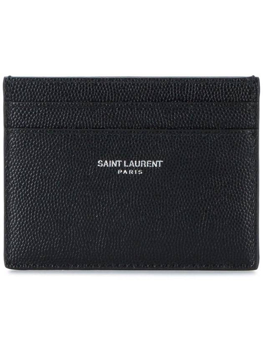 Luxury Saint Laurent Trending 2025 Embossed Leather Card Wallet Black