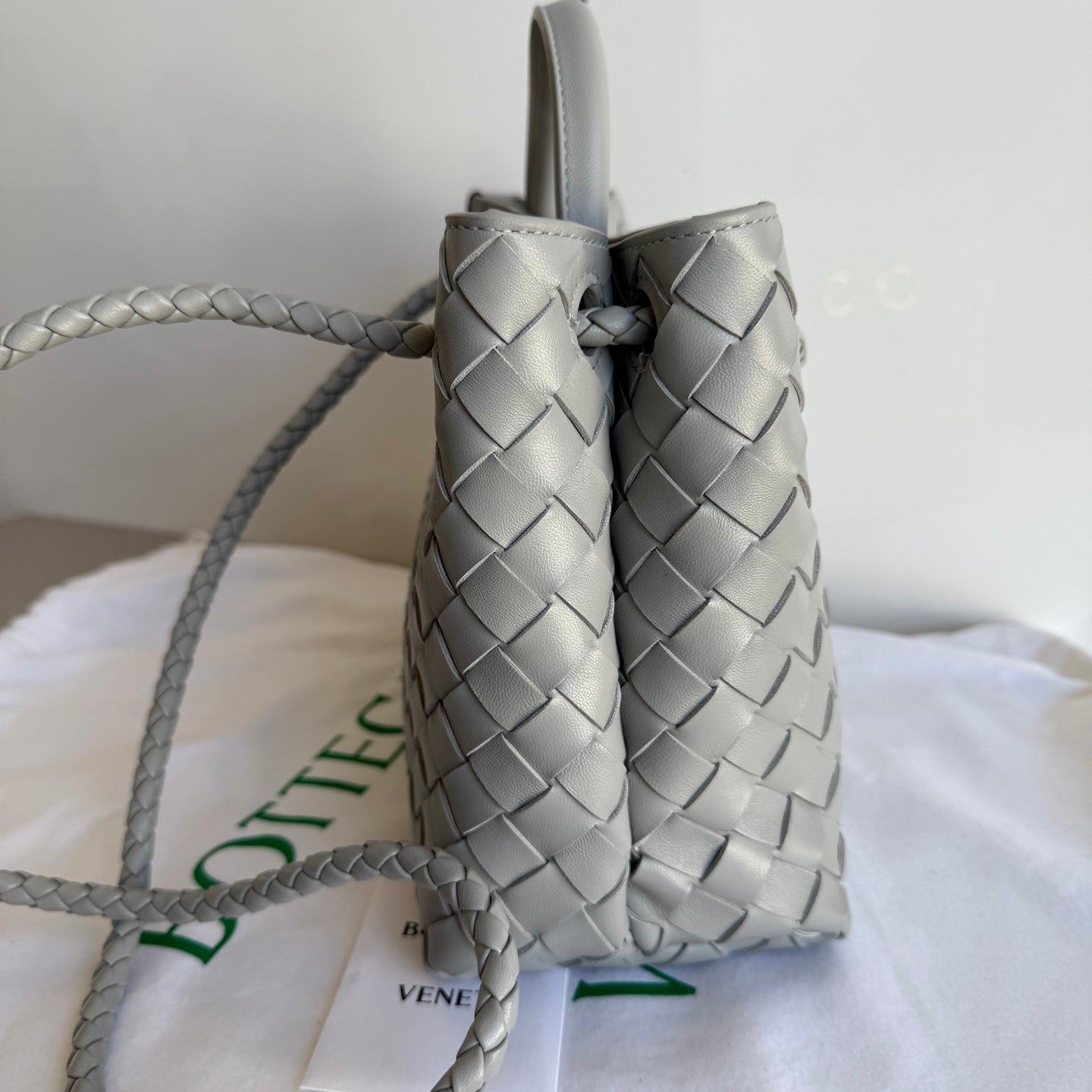 Bottega Veneta Small Andiamo Grey Handbag