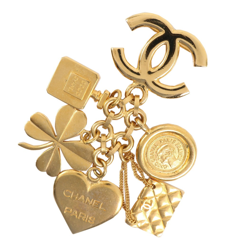 CHANEL Brooch Plated Gold gold Icon vintage Heart Clover Matelasse Women