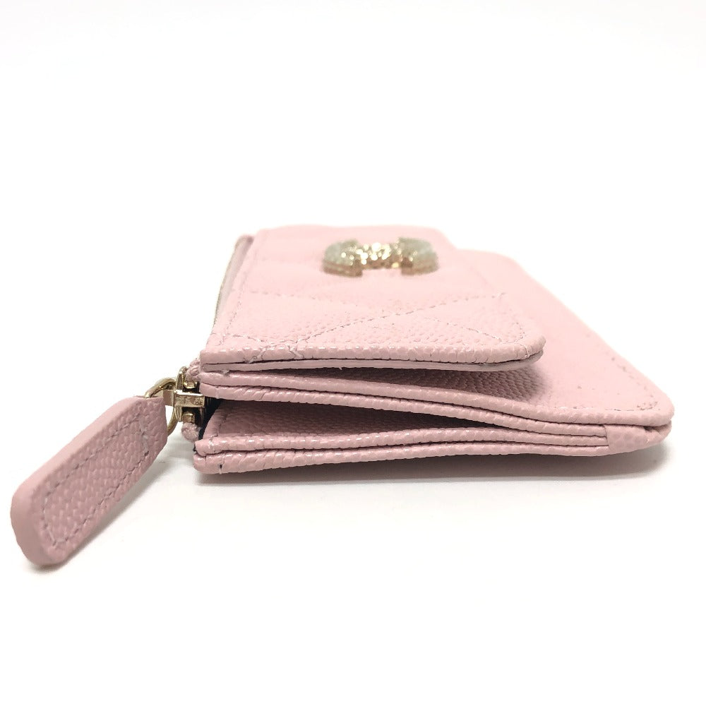 CHANEL Coin case Caviar skin pink Matrasse COCO Mark Women