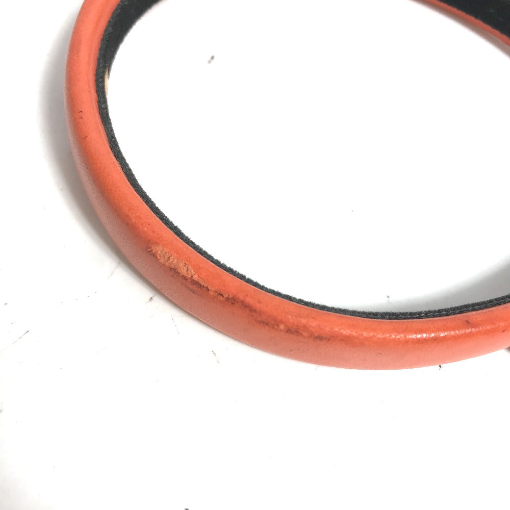 CHANEL hair accessory leather Orange Headband Hairband CC COCO Mark Women