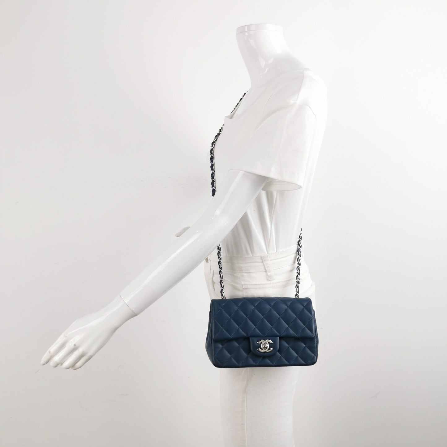 Chanel Classic Flap Rectangular Mini Navy Lambskin, 2019
