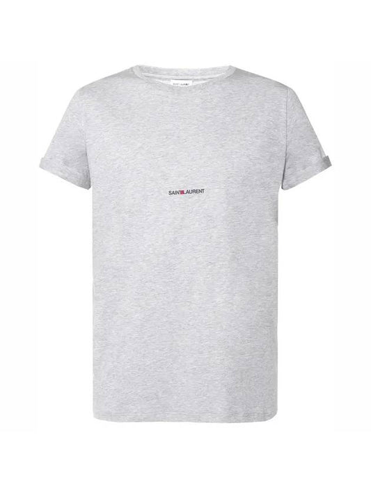 Luxury Saint Laurent Trending 2025 Men's Small Logo Short Sleeve T-Shirt Grey