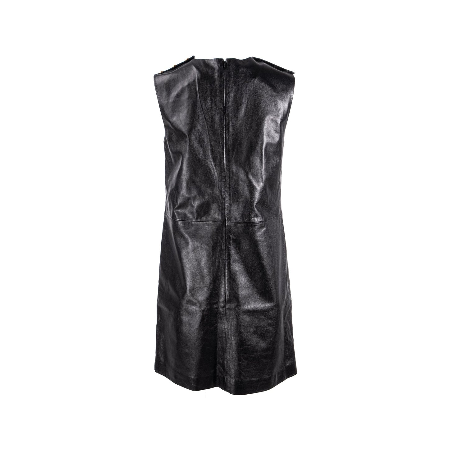 Gucci Size 40 Button Sleeveless Dress Lambskin Black