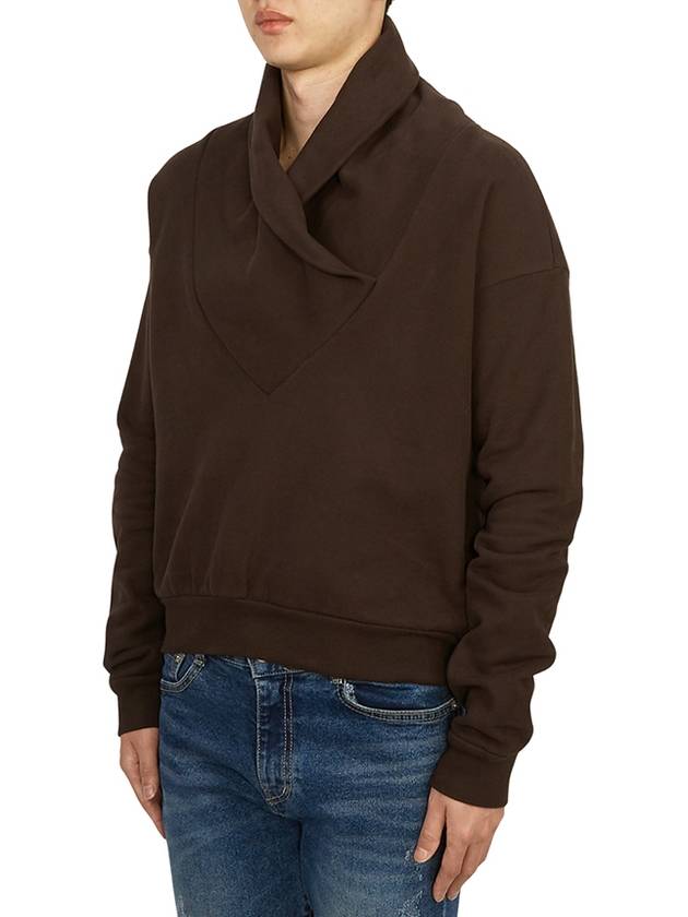 Luxury Saint Laurent Trending 2025 Men's Shawl Collar Cotton Sweatshirt Brown