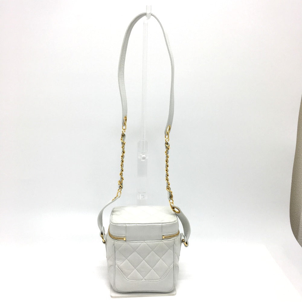 CHANEL Shoulder Bag lambskin white CC COCO Mark Matrasse