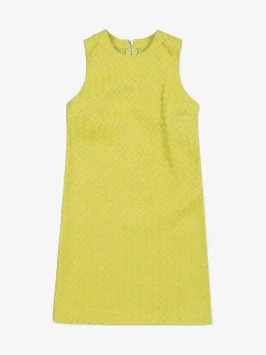 Luxury Bottega Veneta Intrecciato Leather Midi Dress Yellow