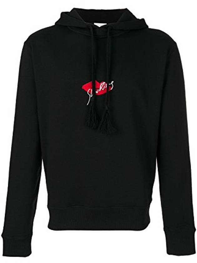 Luxury Saint Laurent Trending 2025 Red Lip Print Cotton Hoodie Black