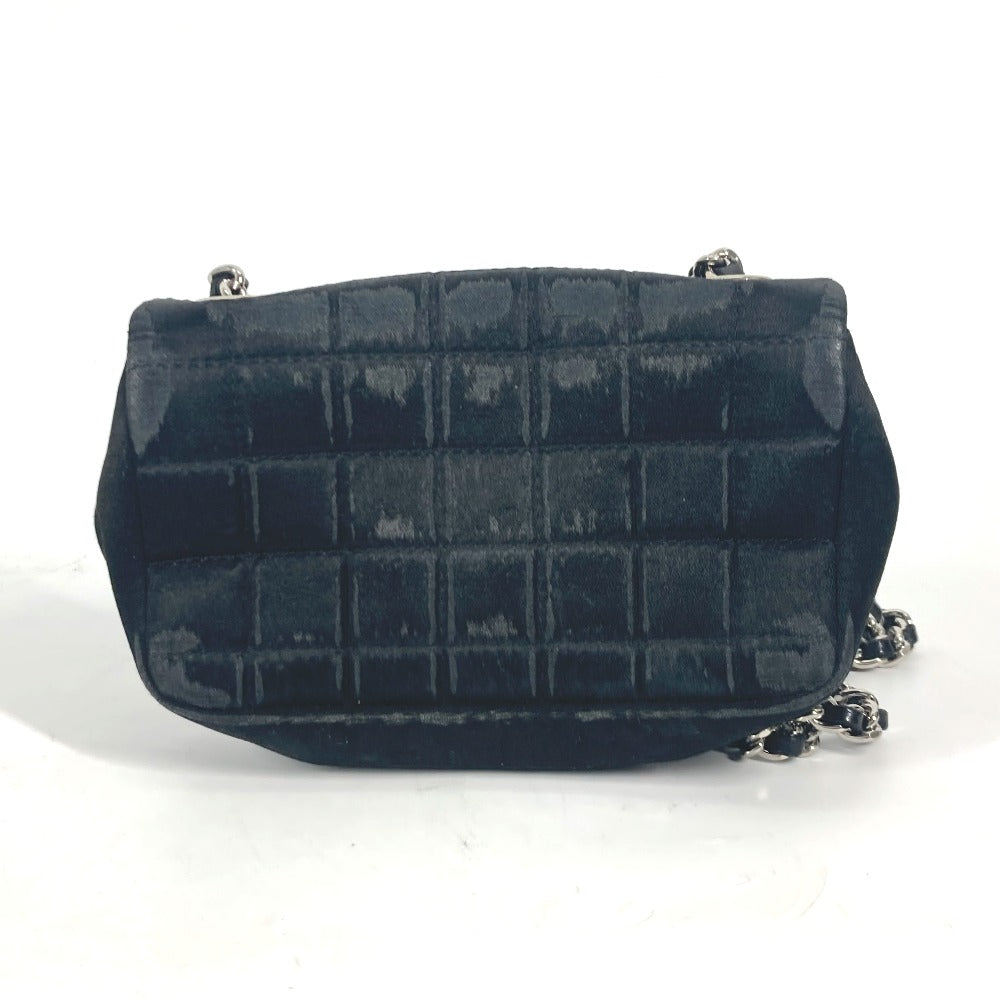 CHANEL Shoulder Bag Satin black bag pochette Lipstick Mirror CC COCO Mark Women