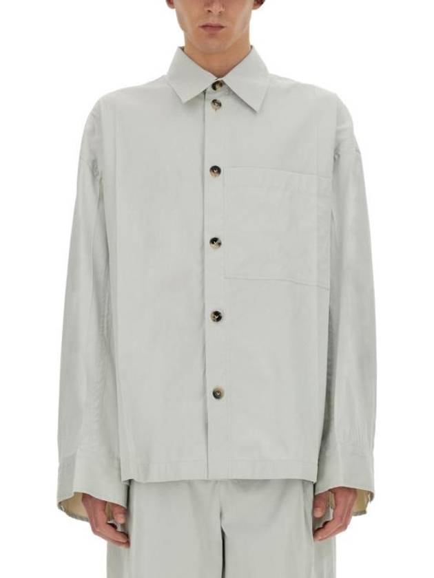 Luxury Bottega Veneta Cotton Silk Long Sleeve Shirt Cloud