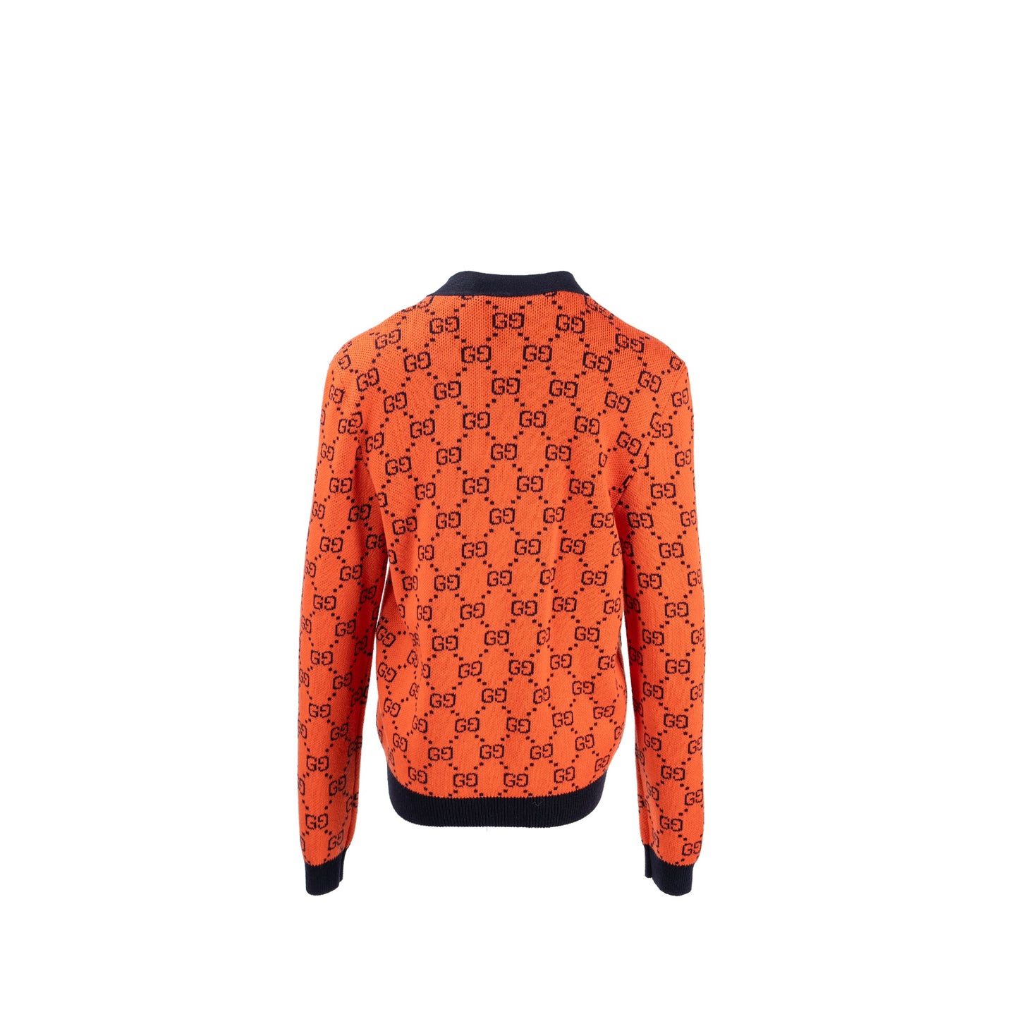 Gucci Size Jacquard Cardigan Wool/Cotton Orange