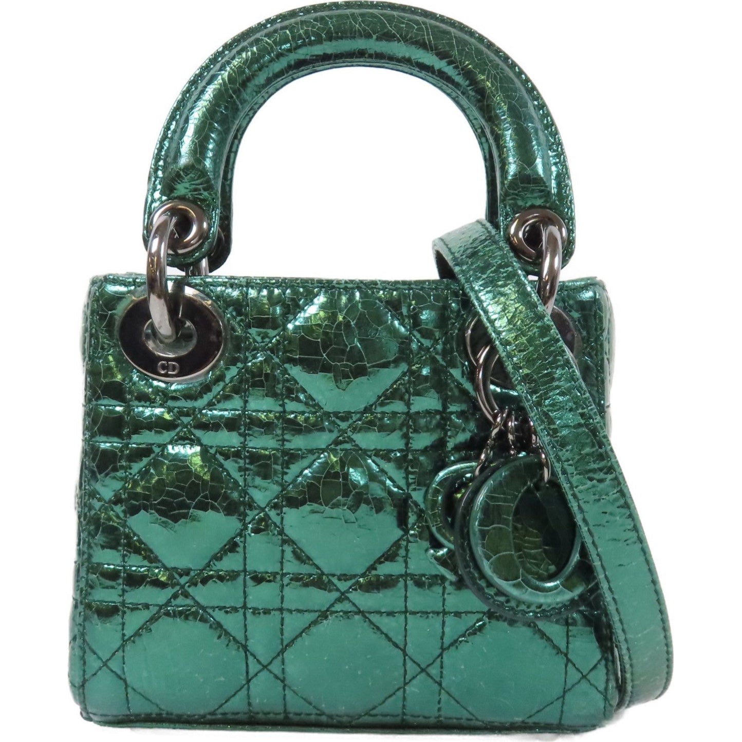 Dior Micro Metallic Crinkled Calfskin Cannage Lady Dior satchel