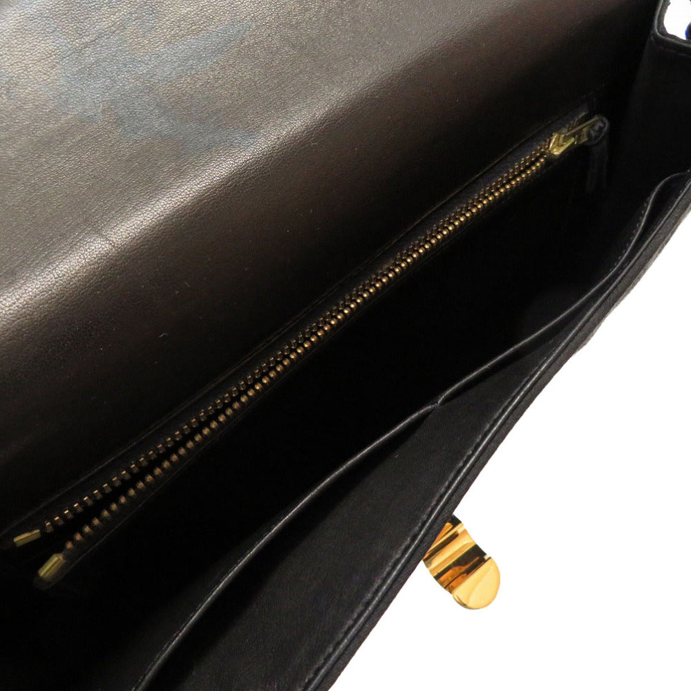 HERMES Shoulder Bag Satin black Cooktail Vintage Women