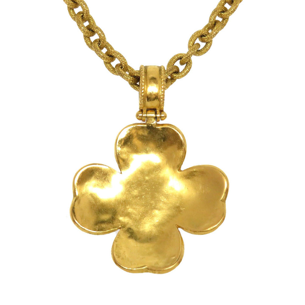 CHANEL Necklace Stone black Vintage COCO Mark Women